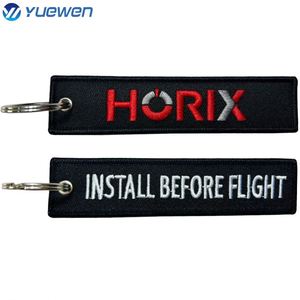 Wholesale Customized Remove Luggage Tag Before Embroidery Keyring Flight for Logo Woven Keychains - Product Image 3