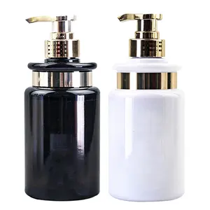 300ml 500ml black white PET plastic shampoo pump new style bottle with gold Pump Tops Bath Shower shampoo Liquid dispenser