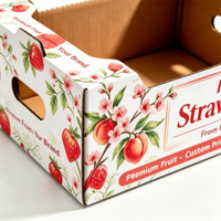 Boîte en carton ondulé pour fraises fraîches OEM ODM, boîte d'emballage pour fruits personnalisée avec trou de transport
