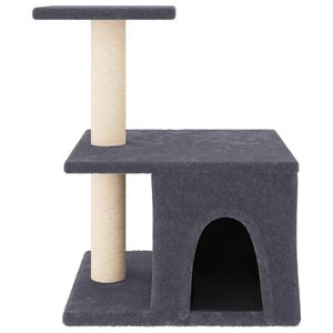 W2B VidaXL 18.9 in resistente albero di gatto grigio scuro legno ingegnerizzato con peluche e materiale di lana Sisal tiragraffi e casa - Product Image 2