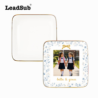 Élégant plateau carré en porcelaine blanche pour bagues et bibelots, plat à bijoux vierge pour sublimation DIY, organisateur de chevet et de coiffeuse