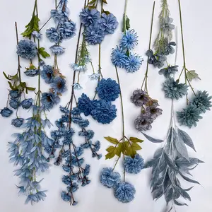 L-BF Vente en gros de fleurs artificielles en soie : roses, tulipes, pissenlits, lilas, marguerites, lys, hortensias, bleuets, décoration de mariage, fausses fleurs bleues - Product Image 1