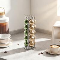 Support de capsules de café rotatif à 360 degrés en métal, miroir électroplaqué, tour de rangement pour dosettes de café de taille standard