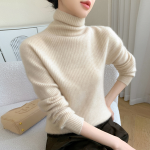 Pull en cachemire à col haut pour femme, chemise en tricot slim, pull d'automne et d'hiver, nouveau modèle - Product Image 4