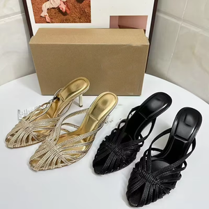 slim fit dress slacks Black & Gold Sandals - All Shoes