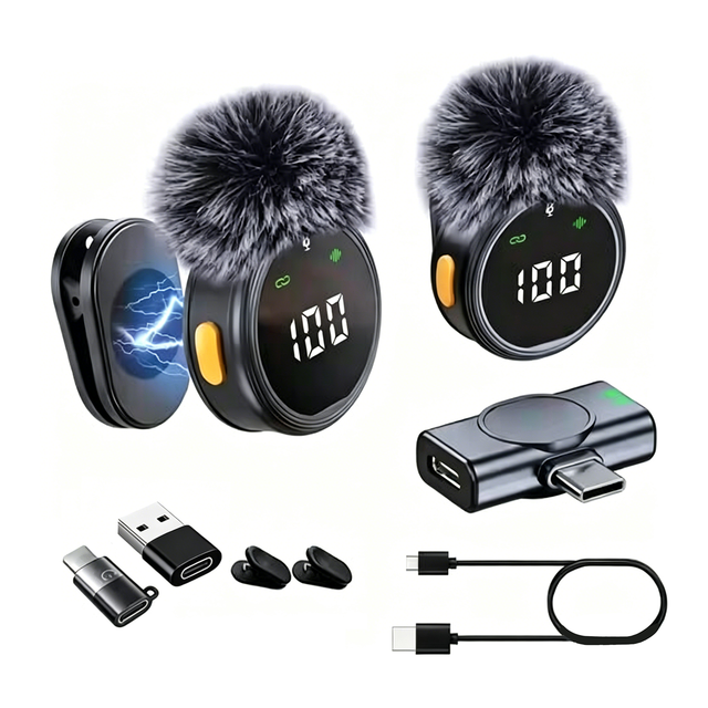 Wireless Lavalier Microphone for iPhone - IPad, Android Phone Computer, Mini Microphone for Live Streaming, Video Recording