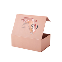 Maßgefertigte Luxuriöse Rosa Buchförmige Magnetische Schuhverpackungsbox mit Matter Laminierung Biologisch Abbaubare Starre Boxen