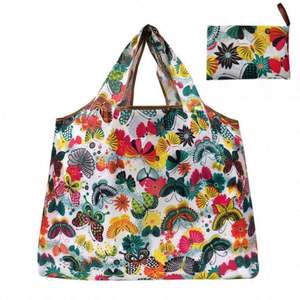 Eco-Friendly Extra Large Reusable <b>Folding</b> Tote Bag 210D Polyester Foldable Grocery Shopping Bag - Product Image 5