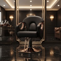 Fauteuil de Barbier Tendance et Populaire sur Internet, Chaise de Coiffure Pivotante et Inclinable pour Salon de Coiffure, Design Moderne en Acier Inoxydable