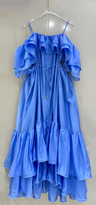 AELESEEN, diseñador de moda, vestido irregular de verano para mujer, tirantes finos, volantes, azul sólido, rosa, rojo, marrón, negro, <span class=keywords><strong>capas</strong></span> sueltas - Product Image 2