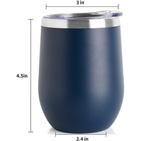 Vente en gros de gobelets à vin modernes en acier inoxydable de 12 oz avec couvercles et poignée, à double paroi, isolés sous vide, pour sublimation en gros, pour fêtes