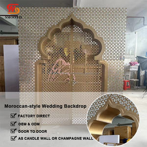 Style arabe lisse or sculpté motifs mariage acrylique toile de fond support décoration pour la décoration des étapes de mariage - Product Image 4