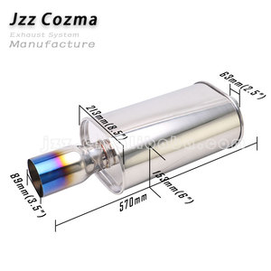 Ống pô xe hơi hình oval 8.5*6 inch, kiểu thẳng, giảm thanh dòng chảy, đường vào 63mm, đường ra 89mm, pô thể thao đa năng - Product Image 5