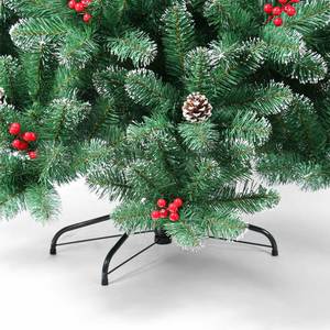 Arbre à fleurs de cerisier enneigé de haute qualité en PVC avec baies rouges et pommes de pin 150-270cm Décoration intérieure/extérieure - Product Image 6
