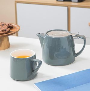 Tetera grande de porcelana apta para lavavajillas, 600ml, fácil de preparar, con infusor extraíble de acero inoxidable - Product Image 1