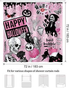 72X72 Inch Halloween <strong>Shower</strong> <strong>Curtain</strong> <strong>Funny</strong> Bathroom <strong>Shower</strong> <strong>Curtains</strong> Ghost Face Scary Skull Bat Gothic <strong>Shower</strong> <strong>Curtain</strong> Waterproof - Product Image 6