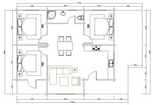 Cabaña de Madera Personalizada de Una Planta con Techo a Dos Aguas, Estilo Americano, <span class=keywords><strong>3</strong></span> Dormitorios, 1 Baño, Cocina, Comedor y Sala de Estar Abiertos, Casa Prefabricada - Product Image 2