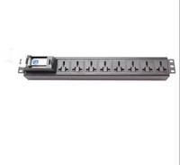 Rak pasang Horizontal 1U, peralatan listrik pemutus sirkuit 1P Unit distribusi daya tipe Universal PDU 8 cara 16A 250V