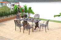 Mobilier d'extérieur Table et chaise de camping en fonte d'aluminium rustique Ensemble de jardin Table de salle à manger en métal pour restaurant et patio avec chaise