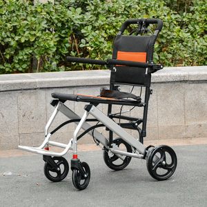 Silla de ruedas plegable ultraligera, silla de ruedas de viaje para adultos, 220 LB con pedal plegable y brazo plegable, freno de mano - Product Image 6
