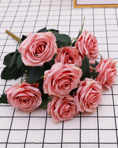 QIHAO 10 teste artificiali <span class=keywords><strong>rosa</strong></span> fiore di seta profumo economico <span class=keywords><strong>rosa</strong></span> decorazione di cerimonia nuziale forniture di fiori - Product Image 3