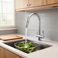 Robinet de cuisine moderne en acier inoxydable à 4 voies, avec douchette extractible, arc haute, finition chromée, pour purificateur d'eau potable, mitigeur d'évier