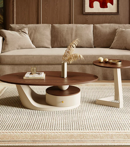 Tavolino da Caffè in Legno Massello Stile Mid-Century Modern, Design Wabi-Sabi, Retrò Francese <span class=keywords><strong>per</strong></span> Soggiorno, Piccoli Appartamenti, <span class=keywords><strong>Arredamento</strong></span> Bauhaus - Product Image 6