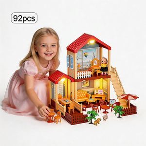 Casa de Muñecas de Plástico para Niños con Muebles y Accesorios, Dormitorio, Cocina, Baño, Balcón, Juego de Imitación, Regalo para Niños de 5 a 7 Años - Product Image 3