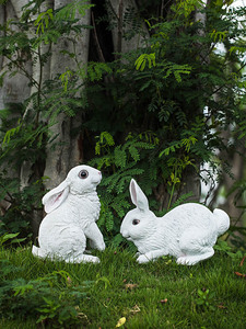 Décorations de jardin en résine en forme de lapin, décorations de lapin pour l'extérieur, statues de jardin, figurines de lapin de Pâques, cadeaux pour maman - Product Image 3