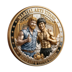 Pièce commémorative Chuck Norris : Légende des arts martiaux, thème « Tough Guy », artisanat métallique, médaille ronde culturelle - Product Image 4