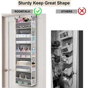 Over The Door Hanging Organizer 5 <b>Shelves</b> 10 Pockets Fabric Storage For Bathroom Bedroom <b>Hook</b> Type - Product Image 3