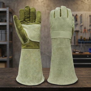 Heat Resistant Leather Welding Gloves 14 Inch Full Length Anti-Heat Safety Gloves Straight Cuff Durable Smooth General Purpose - Product Image 3