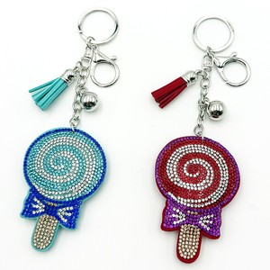<b>Custom</b> Color Bling Cute Glitter <b>Key</b> <b>Ring</b> Crystal Rhinestone Cute Funny Lollipop Keychain New Style - Product Image 3