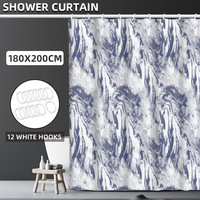 Tapis de salle de bain et ensemble de contour en mousse à mémoire de forme imprimée, motif marbre, décoration, fourniture de marque privée, rideau de douche OEM