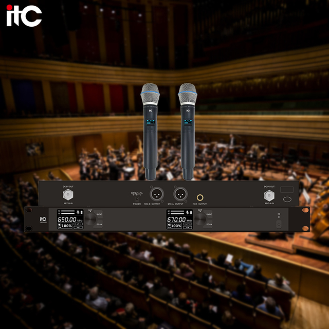 Long Range Professional UHF Bluetooth Wireless Handheld Microphone with AA Battery and XLR Connector for KTV Karaoke