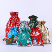 Nouveau sac cadeau à cordon fête de noël sac de bonbons en aluminium nouvel an sac d'emballage cadeau créatif