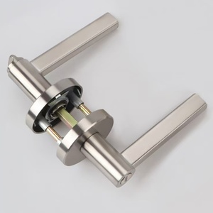 Gagang Pintu Silinder Pengunci 3 Titik Bahan Satin Stainless Steel Warna Silver Brushed, <span class=keywords><strong>Set</strong></span> Kenop Pintu Privasi Bulat dengan Lapisan Tahan Lama dan Kunci Putar - Product Image 3