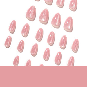 Nuevos Estilos de <span class=keywords><strong>Uñas</strong></span> Postizas con Diseño de Ojo de Gato, Color Rosa, <span class=keywords><strong>Uñas</strong></span> Postizas Personalizadas, Forma Simple de Almendra, <span class=keywords><strong>Uñas</strong></span> Adhesivas al por Mayor - Product Image 4