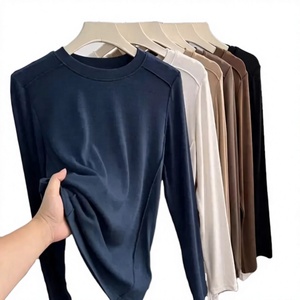 Latest Design Custom <b>Men's</b> O-Neck Long Sleeve Fleece Knitted Breathable T-Shirt Solid Color Pullover Winter Wear Regular Fit - Product Image 2