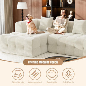 Canapé gonflable convertible en forme de L avec rembourrage en éponge et revêtement en tissu, livré en boîte pour la revente en ligne - Product Image 2