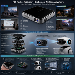 Aome P60 Mini projecteur portable haute performance 1080P Vidéo DLP Home Cinéma LED Batterie intégrée 80 Lumens Garantie <span class=keywords><strong>2</strong></span> ans - Product Image 3
