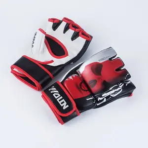 Guantes de boxeo profesionales con logo personalizado, guantes de entrenamiento de cuero de vaca, ufc, MMA