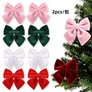 Magpie Christmas <b>Velvet</b> Bows Red White Pink <b>Green</b> Flannel Ornaments For Tree Decorations - Product Image 3