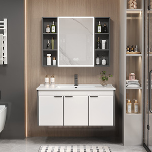 Thickened Honeycomb Space Aluminum Modern Water Resistant Wall-mounted Smart <b>Mirror</b> Included Bathroom <b>Vanity</b> Integrated Ceramic - Product Image 2
