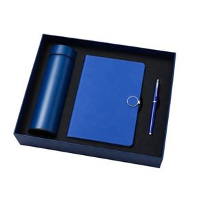 Ensemble cadeau de luxe personnalisé pour entreprise : carnet en cuir rouge, thermos LED, agenda A5, journal, coffret cadeau promotionnel avec stylo - Product Image 2