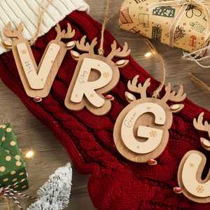 Personalised Wooden Reindeer <b>Letters</b> <b>Ornaments</b>, Christmas Tree Decorations, Alphabet <b>Ornament</b> Plaque, Name Tags for Stockings - Product Image 2