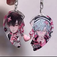 Vigreat Offre Spéciale Kawaii porte-clés en acrylique transparent avec accessoires de coeur magnétique porte-clés en plastique de conception d'anime personnalisée