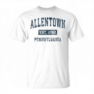T-shirt promozionale con stampa vintage sportiva blu navy di Allentown Pennsylvania PA - Product Image 2