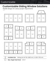 Ventanas Corredizas de Aluminio para División Interior, Aislamiento Térmico, Doble Acristalamiento, Diseño Delgado, Ahorro de Espacio para Apartamentos Modernos, Cocina Abierta