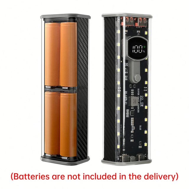 4 Slots 21700 Battery Case DIY Kit Mecha Transparent Quick Charge Flash Charger Battery Case Kit Power Bank Box Type C